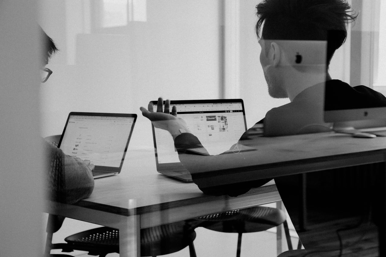 Consultant presenting local search visibility results during a client meeting