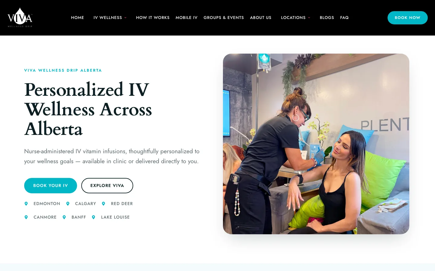 Viva Wellness Drip Edmonton homepage on desktop, designed and built by Edd Kevin Badilla